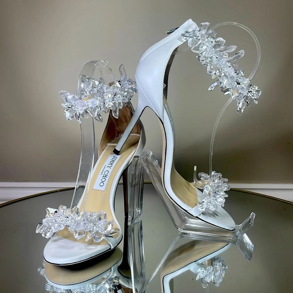 Jimmy Choo Maisel 100 Crystal Embellished heeled sandals sz 38 - Picture 5 of 17